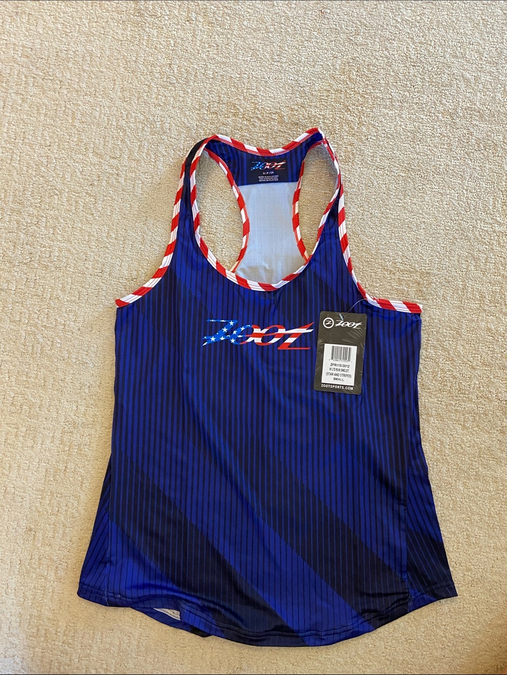 Zoot Navy Blue Patriotic Racerback Tank with Red & White Trim